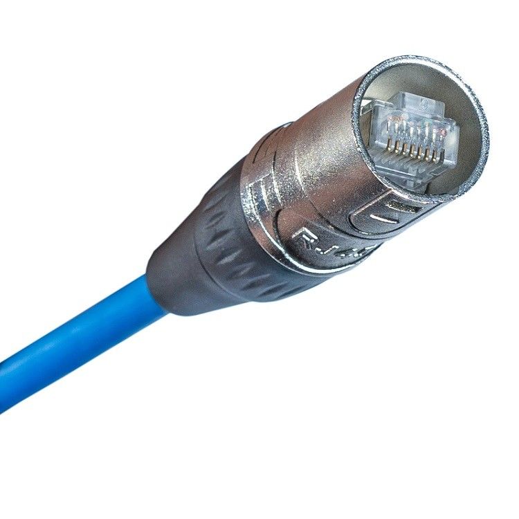 CAT Veri Ethernet Kablosu RJ45 EtherCON Bağlantısı ile Patch Kablosu Kalkanlı Mavi Renk