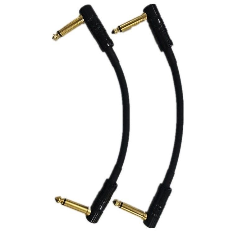 Küçük Gitar Patch Kabloları 2 Pcs Paket 6.35mm Köşeli Plug Gitar Pedal Enstrüman Kablosu