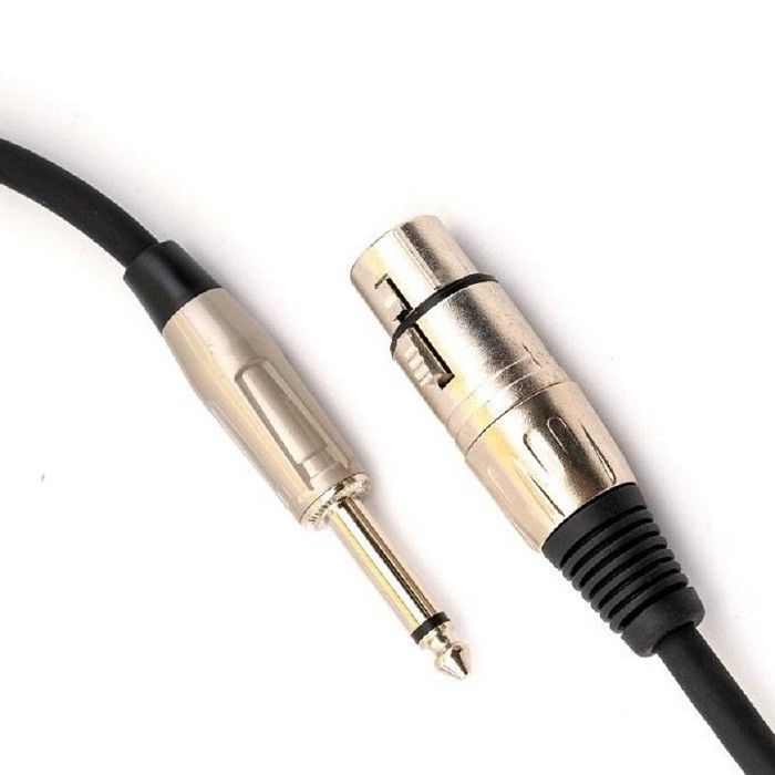 XLR Kadın 1/4 Inç 6.35mm TS Mikrofon Kablo Mikrofon Kablo Siyah XLR Kablo 10 ft